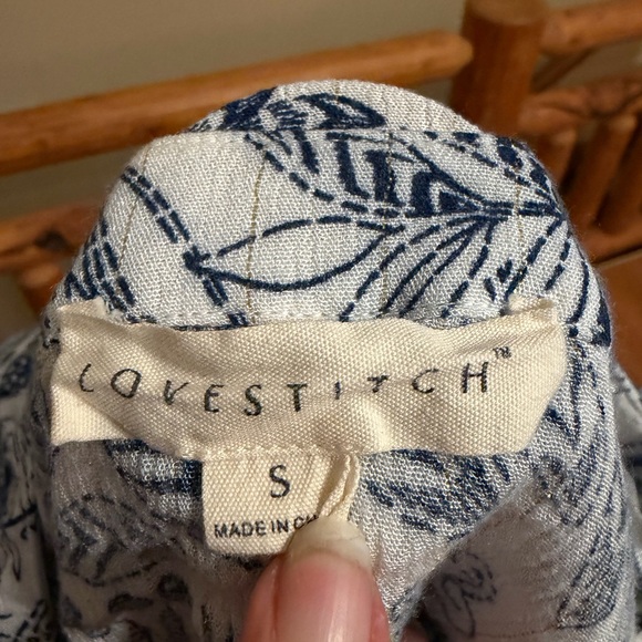 Lovestitch Blue & White Floral Tassel Blouse | Size S - Picture 5 of 6
